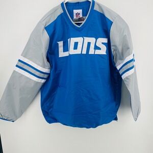 NFL Team Apparel Detroit Lions Windbreaker Blue NEW Pullover Jacket Men's XL